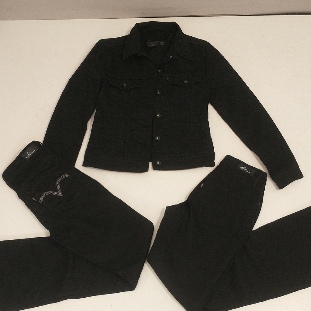 Levi's 90s Black Denim 3Piece XS Jean Jacket & 2M Jeans 26 Bootcut Curve Classic